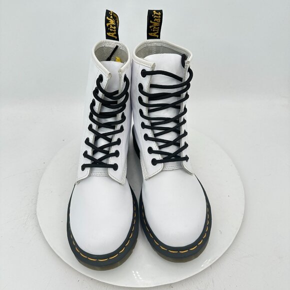Dr. Martens The Original 1460 Women Size 7 White Leather 8 Hole Combat Boot - Picture 3 of 11